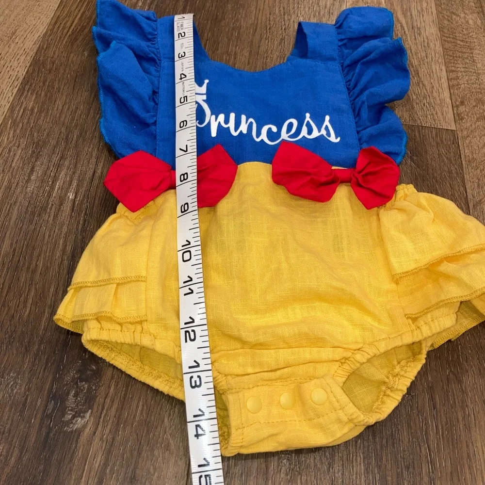 Disney Princess Romper Snow White Ruffle Bow Costume Outfit 3-6m